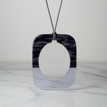 RECTANGULAR MAGNIFYING GLASS - Necklace-magnifying glass in acetate, handcrafted by the Hervé Domar workshop