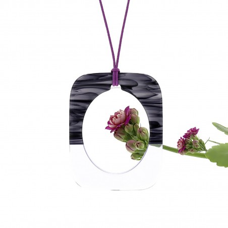 RECTANGULAR MAGNIFYING GLASS - Necklace-magnifying glass in acetate, handcrafted by the Hervé Domar workshop