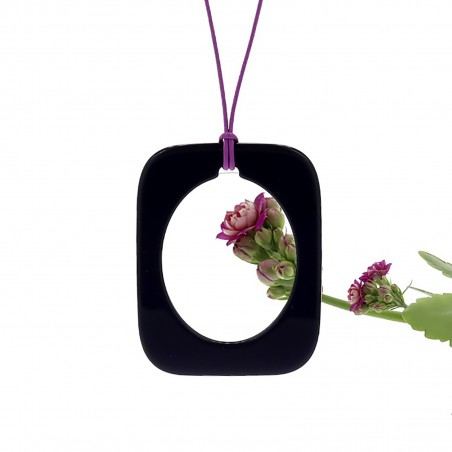 RECTANGULAR MAGNIFYING GLASS - Necklace-magnifying glass in acetate, handcrafted by the Hervé Domar workshop