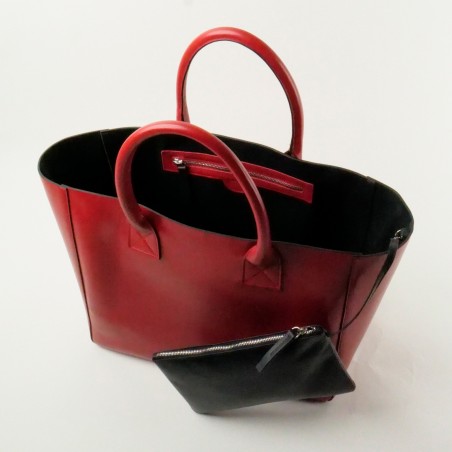 JACKIE - Two-tone leather tote bag, handmade in Italy