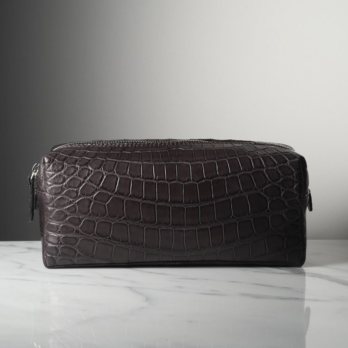 JOSEPH CROCODILE - Crocodile leather toiletry bag, handmade in Italy