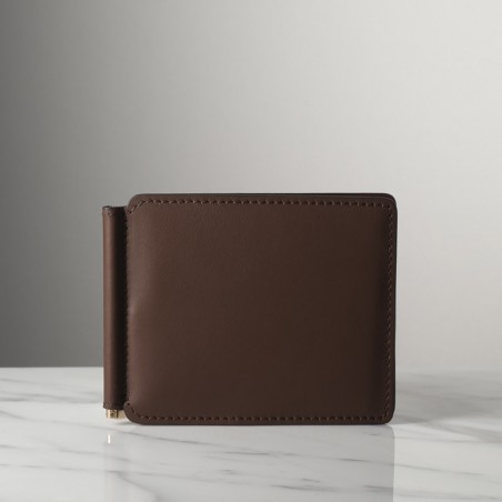 BILL 21 - Calfskin leather money clip and credit card holder, handmade in Italy