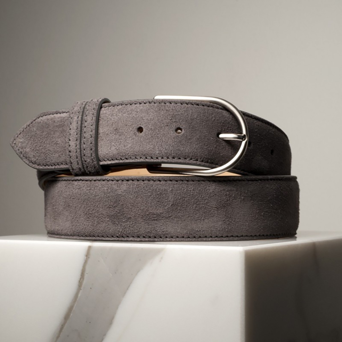 NUBUCK CALFSKIN - Leather belt, handmade in Italy
