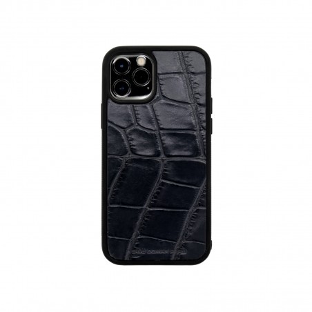 COQUE IPHONE 12 - Coque iPhone en cuir de crocodile fabriqué à la main en Italie