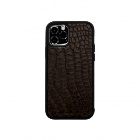 COQUE IPHONE 12 - Coque iPhone en cuir de crocodile fabriqué à la main en Italie