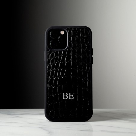 COQUE IPHONE 12 - Coque iPhone en cuir de crocodile fabriqué à la main en Italie