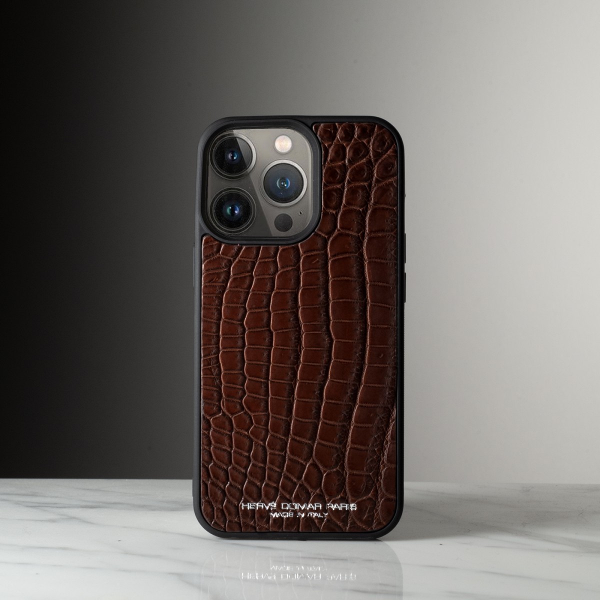 COQUE IPHONE 13 PRO - Coque iPhone en cuir de crocodile fabriqué à la main en Italie