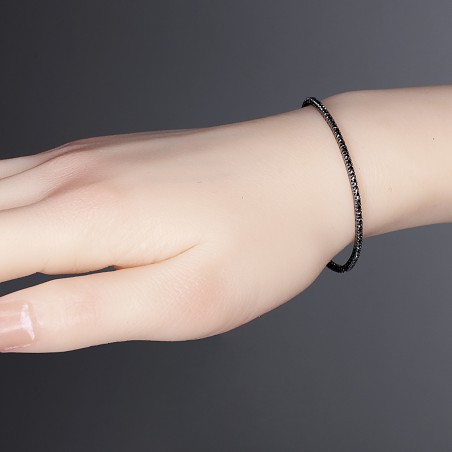 LIGNE MICRO 0085 DIAMANT NOIR - Bracelet fabriqué à la main