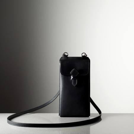 LEONARDO GM - Calfskin leather phone holder, handmade in Italy