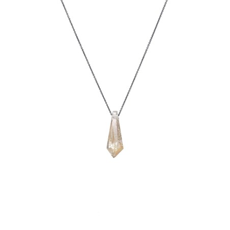 LITHO 2182 QUARTZ RUTILE - Pendentif fabriquée à la main