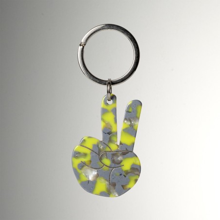 PAIX- Keyring in acetate handcrafted by Hervé Domar workshop