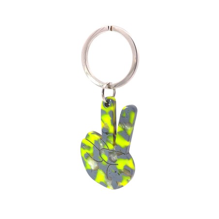 PAIX- Keyring in acetate handcrafted by Hervé Domar workshop