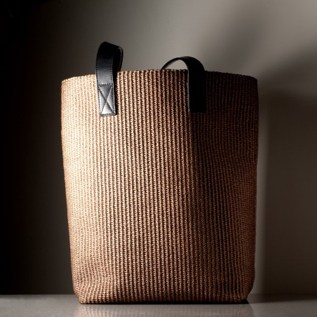 LIBERTA RAFFIA - Bull leather / raffia totebag, handmade in Italy