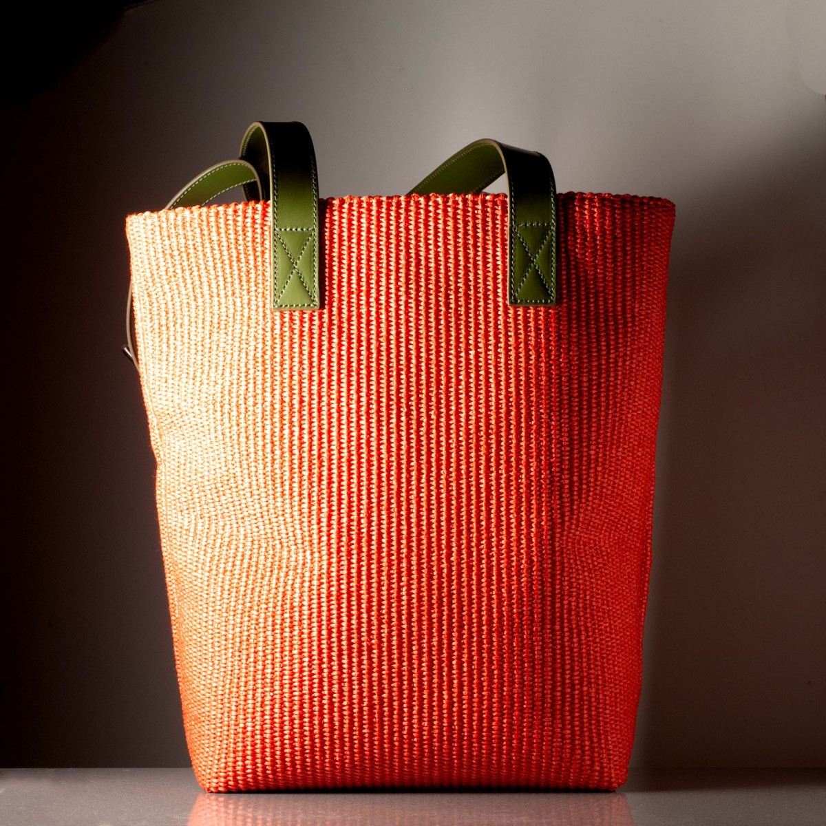 LIBERTA RAPHIA - Totebag en cuir / raphia fabriqué à la main en Italie
