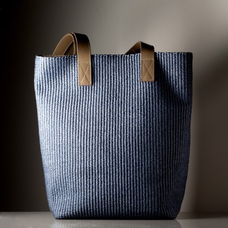 LIBERTA RAFFIA - Bull leather / raffia totebag, handmade in Italy