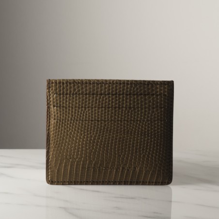 MARCELLO LIZARD - Lizard leather credit card holder, handmade in Italy